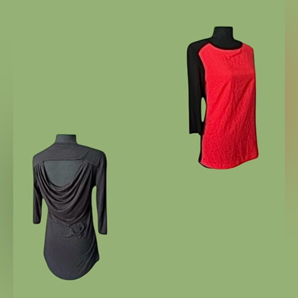 🔥 BISOU BISOU! TRENDING! RED & BLACK Y2K TOP! COOL OPEN DRAPED BACK! 🔥